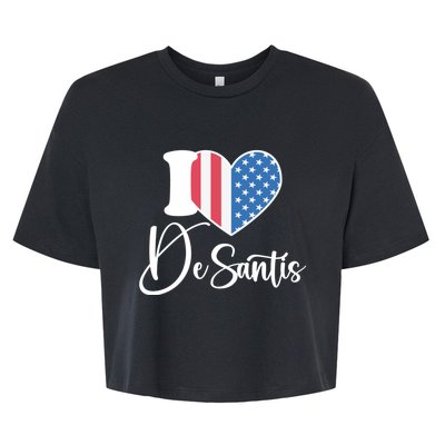 I Love DeSantis Ron DeSantis 24 American Heart Flag Bella+Canvas Jersey Crop Tee