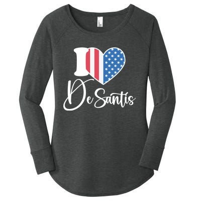 I Love DeSantis Ron DeSantis 24 American Heart Flag Women's Perfect Tri Tunic Long Sleeve Shirt