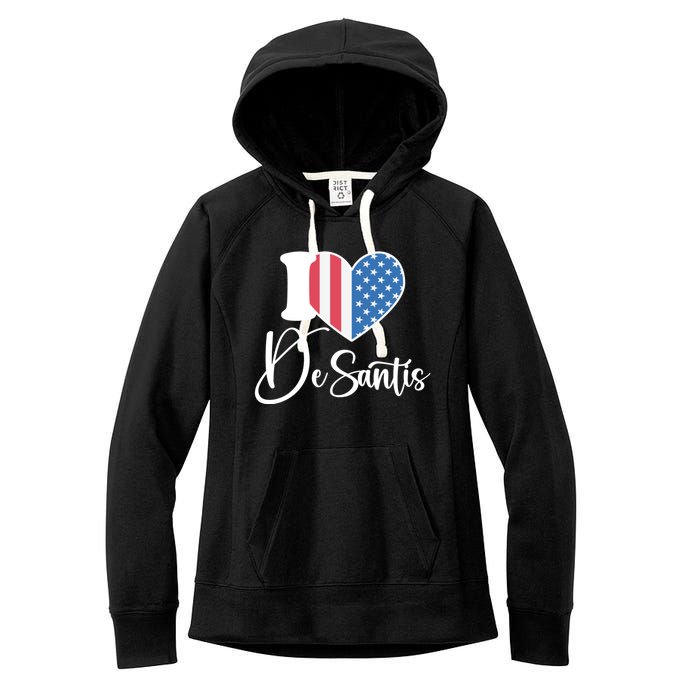 I Love DeSantis Ron DeSantis 24 American Heart Flag Women's Fleece Hoodie