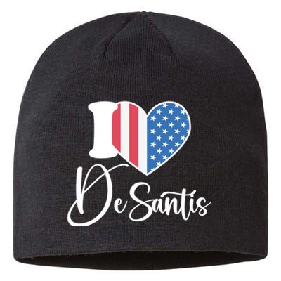 I Love DeSantis Ron DeSantis 24 American Heart Flag Sustainable Beanie