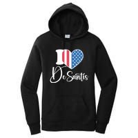 I Love DeSantis Ron DeSantis 24 American Heart Flag Women's Pullover Hoodie