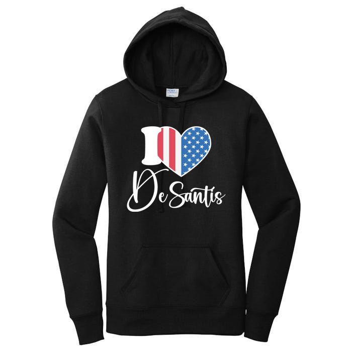 I Love DeSantis Ron DeSantis 24 American Heart Flag Women's Pullover Hoodie