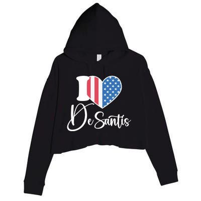 I Love DeSantis Ron DeSantis 24 American Heart Flag Crop Fleece Hoodie