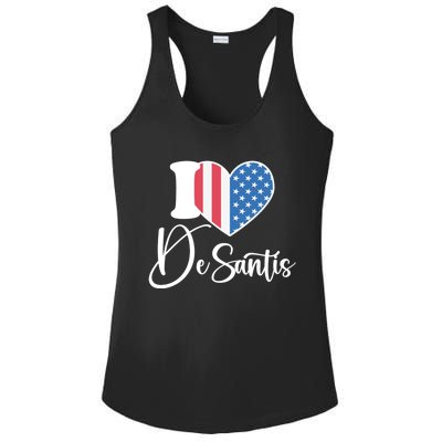 I Love DeSantis Ron DeSantis 24 American Heart Flag Ladies PosiCharge Competitor Racerback Tank