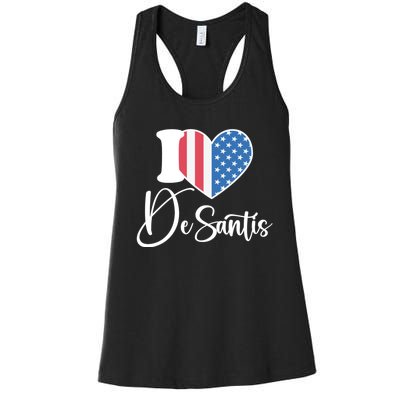 I Love DeSantis Ron DeSantis 24 American Heart Flag Women's Racerback Tank