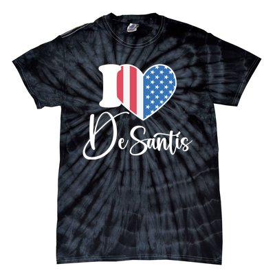 I Love DeSantis Ron DeSantis 24 American Heart Flag Tie-Dye T-Shirt