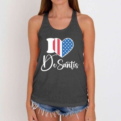 I Love DeSantis Ron DeSantis 24 American Heart Flag Women's Knotted Racerback Tank