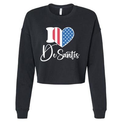 I Love DeSantis Ron DeSantis 24 American Heart Flag Cropped Pullover Crew