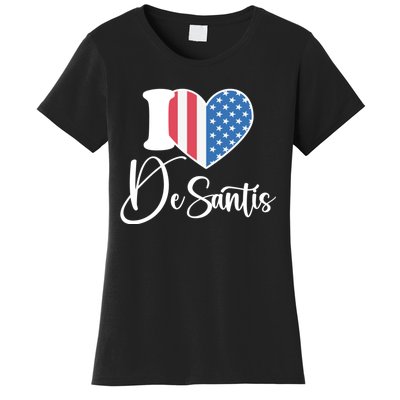 I Love DeSantis Ron DeSantis 24 American Heart Flag Women's T-Shirt