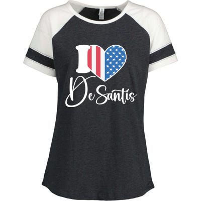 I Love DeSantis Ron DeSantis 24 American Heart Flag Enza Ladies Jersey Colorblock Tee