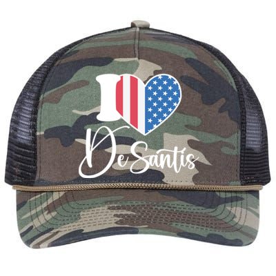 I Love DeSantis Ron DeSantis 24 American Heart Flag Retro Rope Trucker Hat Cap