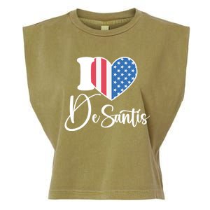 I Love DeSantis Ron DeSantis 24 American Heart Flag Garment-Dyed Women's Muscle Tee