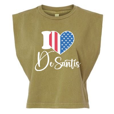 I Love DeSantis Ron DeSantis 24 American Heart Flag Garment-Dyed Women's Muscle Tee