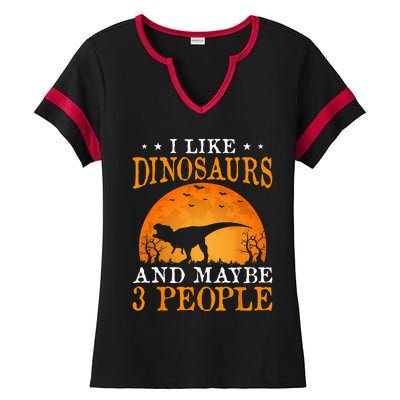 I Like Dinosaurs And Maybe 3 People Ladies Halftime Notch Neck Tee