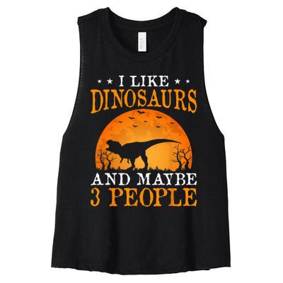 I Like Dinosaurs And Maybe 3 People Women's Racerback Cropped Tank