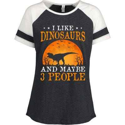 I Like Dinosaurs And Maybe 3 People Enza Ladies Jersey Colorblock Tee