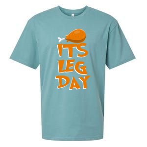 Its Leg Day Meaningful Gift Turkey Funny Fitness Thanksgiving Gift Sueded Cloud Jersey T-Shirt