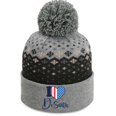 I Love DeSantis Ron DeSantis 24 American Heart Flag The Baniff Cuffed Pom Beanie