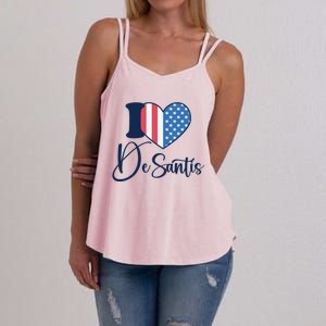 I Love DeSantis Ron DeSantis 24 American Heart Flag Women's Strappy Tank