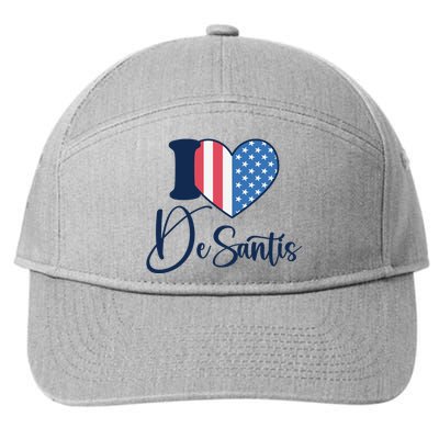 I Love DeSantis Ron DeSantis 24 American Heart Flag 7-Panel Snapback Hat