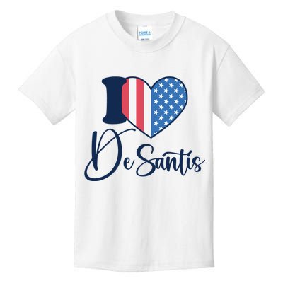 I Love DeSantis Ron DeSantis 24 American Heart Flag Kids T-Shirt