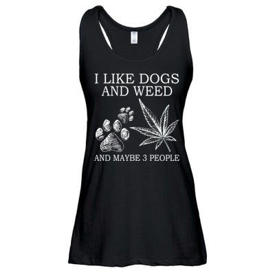 I Like Dogs And Weed And Maybe 3 People Great Gift Ladies Essential Flowy Tank