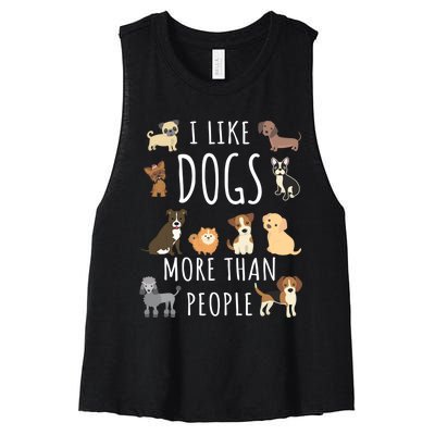 I Like Dogs More Than People Gift Women's Racerback Cropped Tank