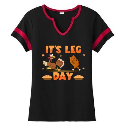 Its Leg Day Funny Turkey Exercise Running Thanksgiving Gift Ladies Halftime Notch Neck Tee