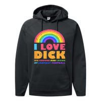 I Love Dicking Around Rainbow Fantasy Football Loser Trophy Performance Fleece Hoodie