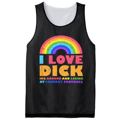 I Love Dicking Around Rainbow Fantasy Football Loser Trophy Mesh Reversible Basketball Jersey Tank