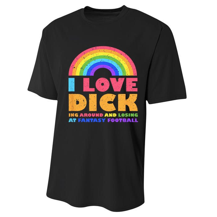 I Love Dicking Around Rainbow Fantasy Football Loser Trophy Performance Sprint T-Shirt