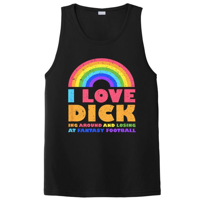 I Love Dicking Around Rainbow Fantasy Football Loser Trophy PosiCharge Competitor Tank