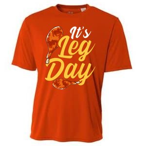 Its Leg Day Funny Turkey Thanksgiving Gym Exercise Gift Cooling Performance Crew T-Shirt