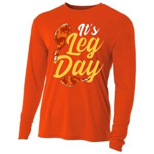 Its Leg Day Funny Turkey Thanksgiving Gym Exercise Gift Cooling Performance Long Sleeve Crew