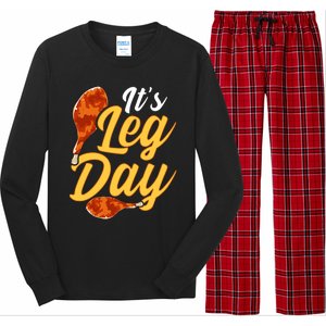 Its Leg Day Funny Turkey Thanksgiving Gym Exercise Gift Long Sleeve Pajama Set