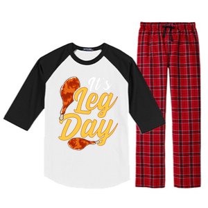 Its Leg Day Funny Turkey Thanksgiving Gym Exercise Gift Raglan Sleeve Pajama Set