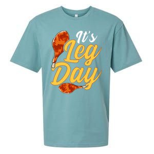 Its Leg Day Funny Turkey Thanksgiving Gym Exercise Gift Sueded Cloud Jersey T-Shirt