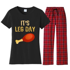 ItS Leg Day Funny Workout Gym Turkey Thanksgiving Women's Flannel Pajama Set