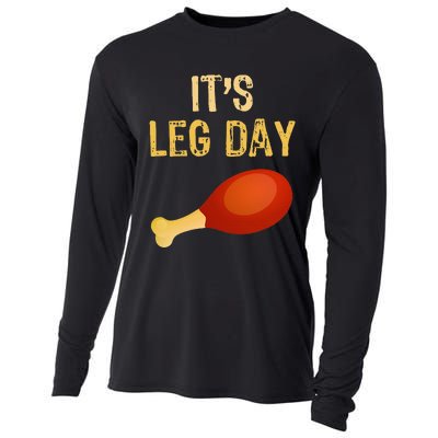 ItS Leg Day Funny Workout Gym Turkey Thanksgiving Cooling Performance Long Sleeve Crew