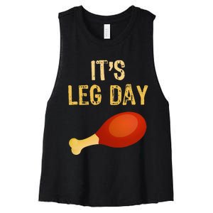 ItS Leg Day Funny Workout Gym Turkey Thanksgiving Women's Racerback Cropped Tank