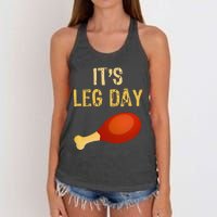 ItS Leg Day Funny Workout Gym Turkey Thanksgiving Women's Knotted Racerback Tank