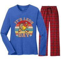 Its Legs Day Funny Turkey Exercise Workout Thanksgiving Gift Women's Long Sleeve Flannel Pajama Set 