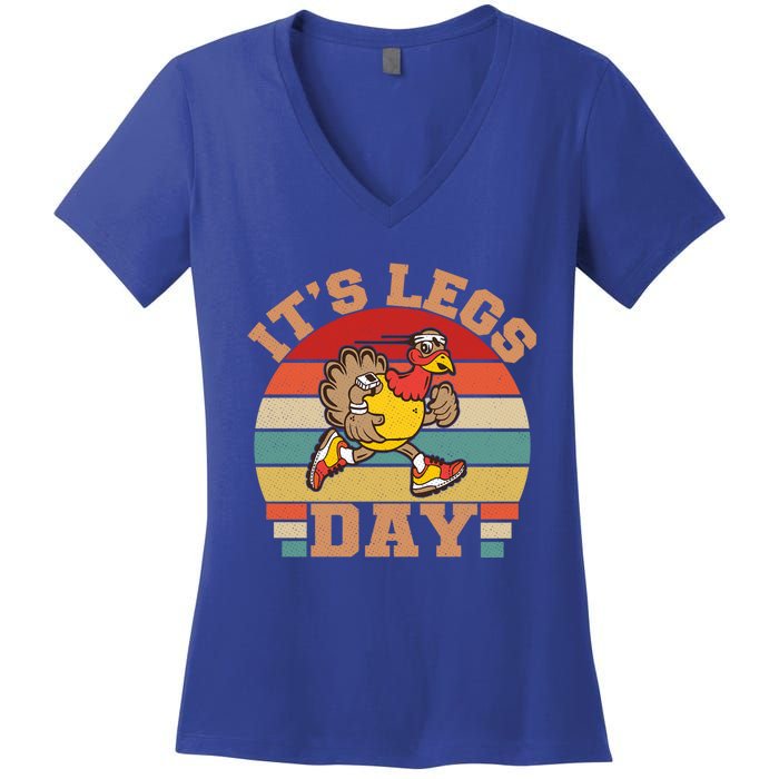 Its Legs Day Funny Turkey Exercise Workout Thanksgiving Gift Women's V-Neck T-Shirt