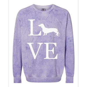 I Love Dachshund Weiner Dog Lover White Graphic Pet Owner Colorblast Crewneck Sweatshirt