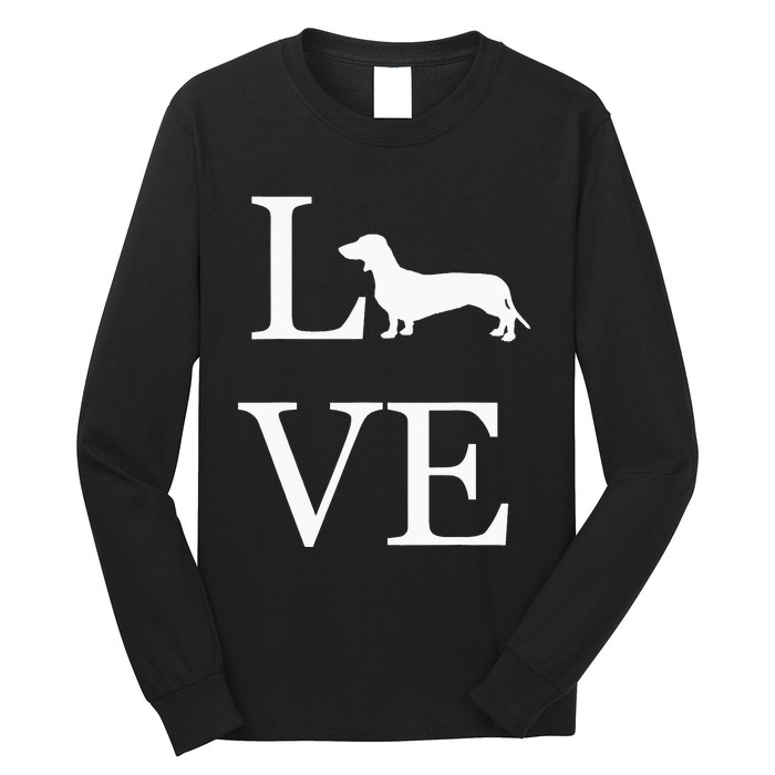 I Love Dachshund Weiner Dog Lover White Graphic Pet Owner Long Sleeve Shirt