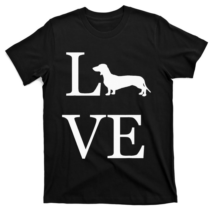 I Love Dachshund Weiner Dog Lover White Graphic Pet Owner T-Shirt