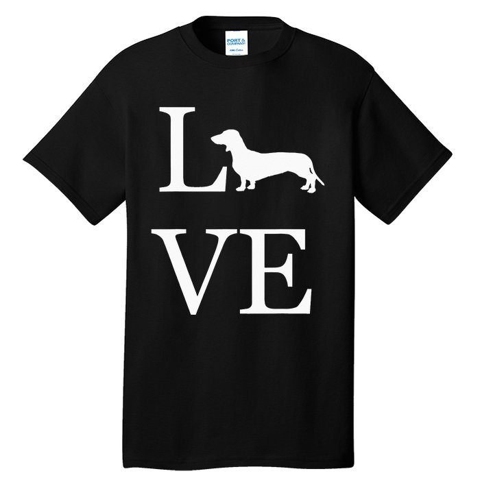 I Love Dachshund Weiner Dog Lover White Graphic Pet Owner Tall T-Shirt