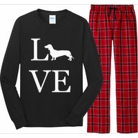 I Love Dachshund Weiner Dog Lover White Graphic Pet Owner Long Sleeve Pajama Set