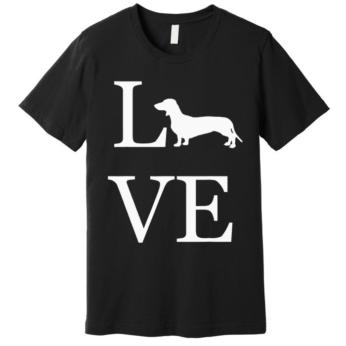 I Love Dachshund Weiner Dog Lover White Graphic Pet Owner Premium T-Shirt