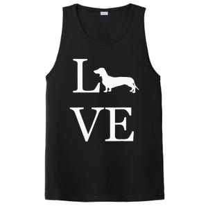 I Love Dachshund Weiner Dog Lover White Graphic Pet Owner PosiCharge Competitor Tank